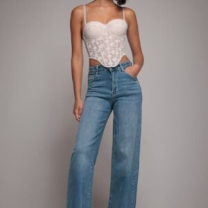 Goddiva denim Straight Leg Stretch Denim Jeans - Blue