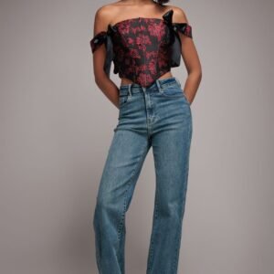 Goddiva denim Mid Wash Straight Leg Denim Jeans - Blue
