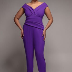 Goddiva Plus Bardot Scuba Romper - Purple