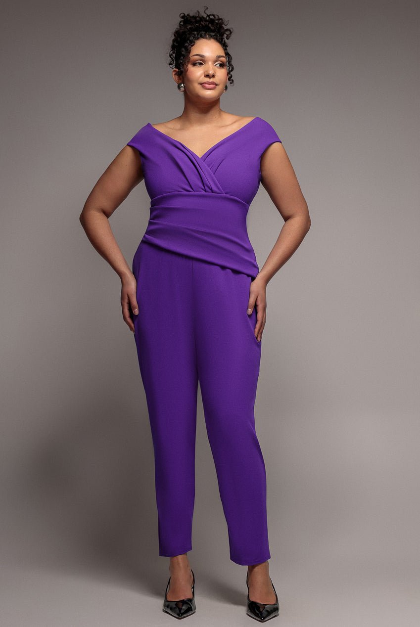 Goddiva Plus Bardot Scuba Romper – Purple