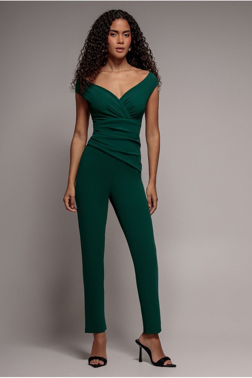 Goddiva Bardot Scuba Romper – Emerald Green