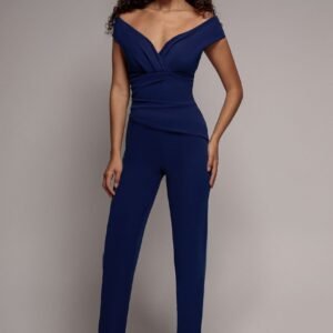 Goddiva Bardot Scuba Romper - Navy Blue