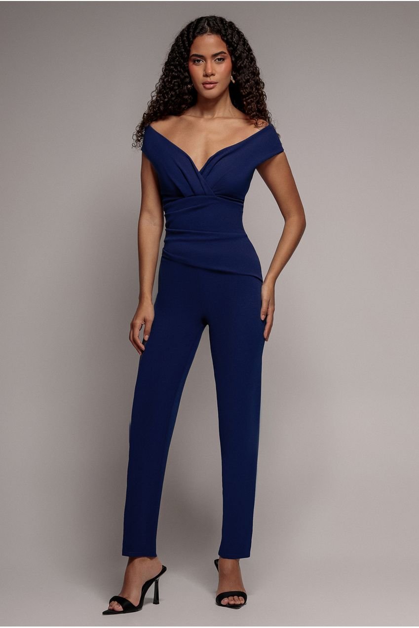 Goddiva Bardot Scuba Romper – Navy Blue