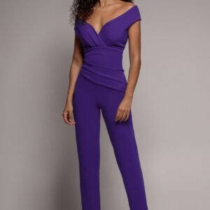 Goddiva Bardot Scuba Romper - Purple
