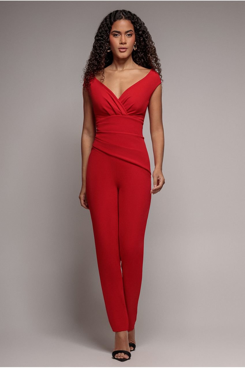 Goddiva Bardot Scuba Romper – Red