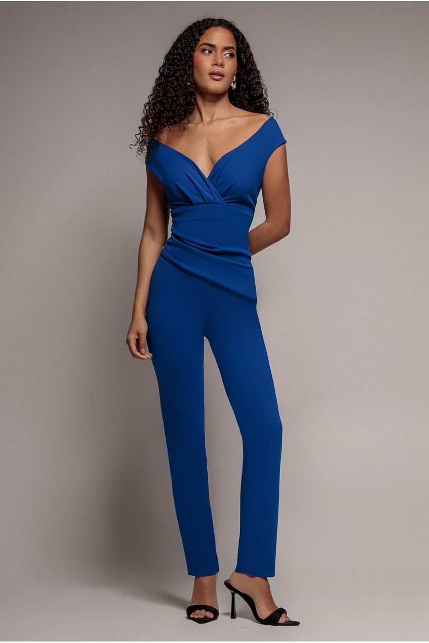 Goddiva Bardot Scuba Romper – Royal Blue