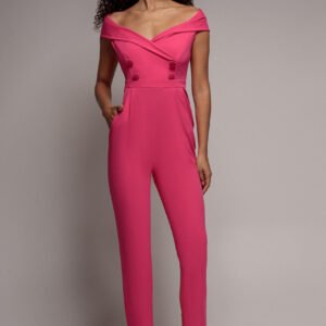 Goddiva Bardot Wrap Sweetheart Neck Romper - Cerise