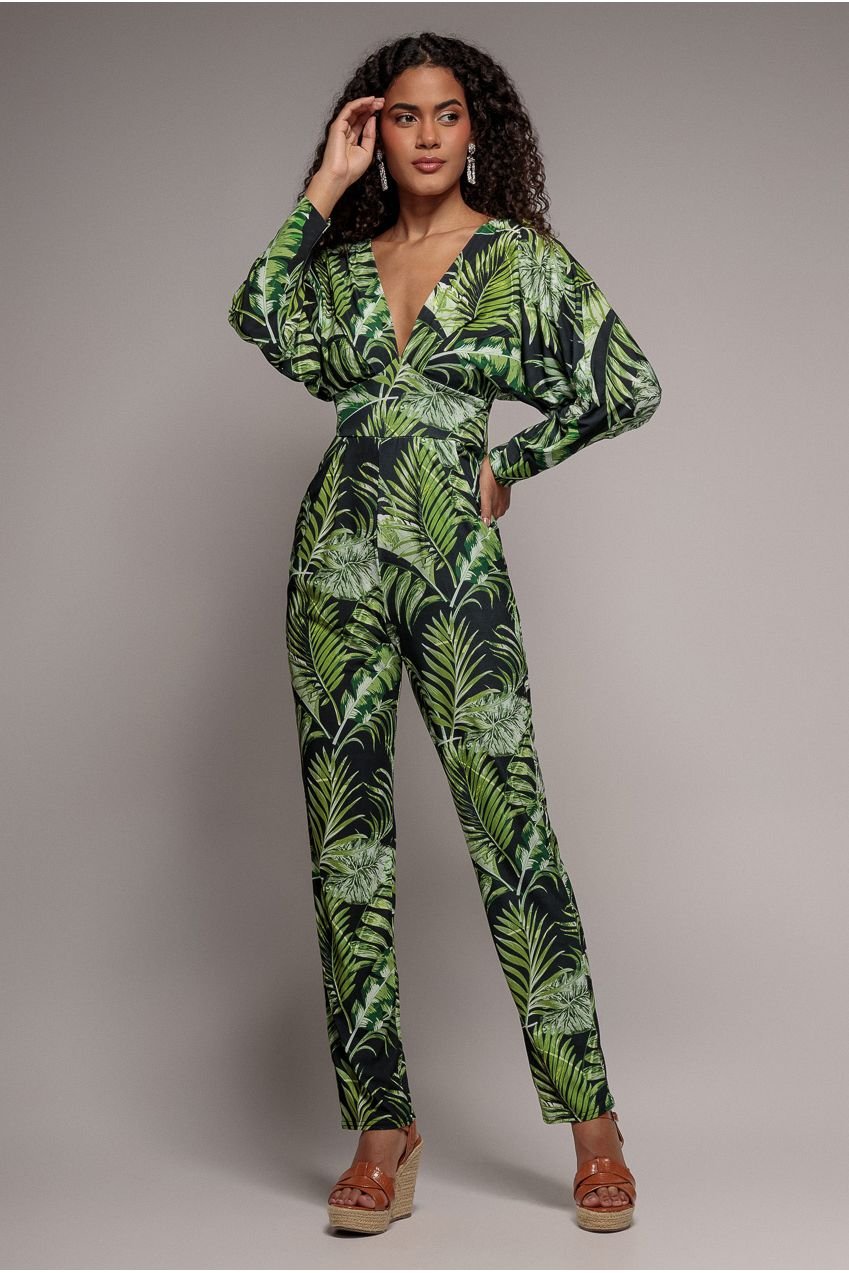 Goddiva Tropical Print Romper – Green