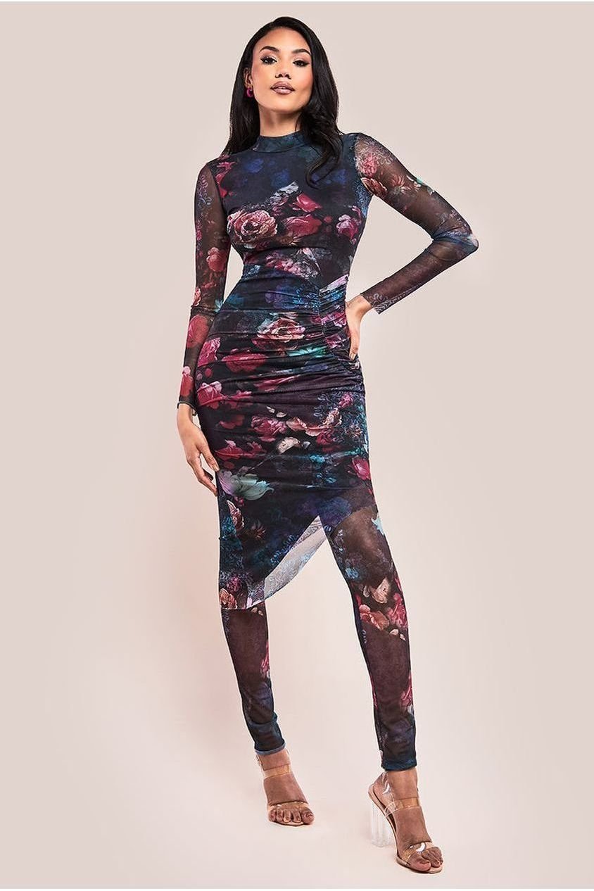 Goddiva Printed Sheer Leggings – Black