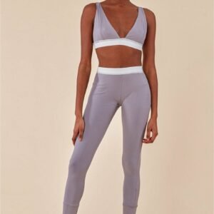 Cosmochic Bralette & Legging Workout Lounge Set - Light Gray