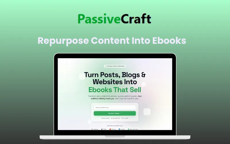 PassiveCraft – AI That Turns Posts, Blogs & Sites into Ebooks | Lifetime Access
